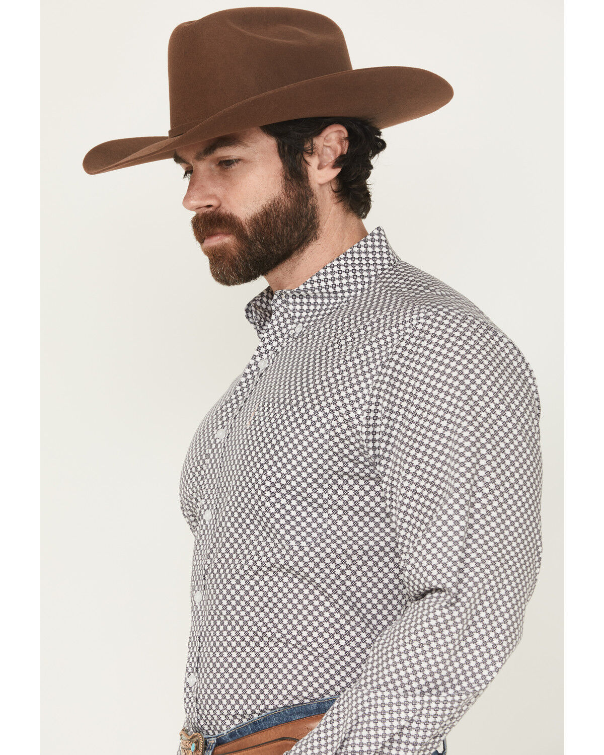 Image #2 - Cinch Men's Floral Geo Print Long Sleeve Button-Down Western Shirt, White, hi-res