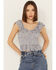 Image #1 - Rock & Roll Denim Women's Floral Flutter Sleeveless Top, Steel Blue, hi-res