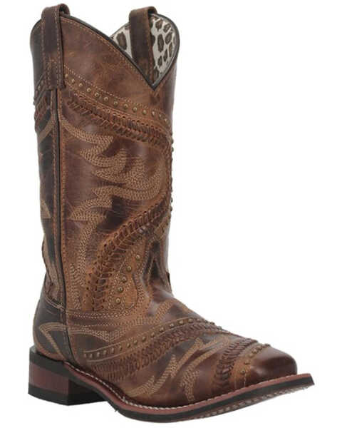 Laredo Women's Charli Performance Western Boots - Broad Square Toe , Distressed Brown, hi-res
