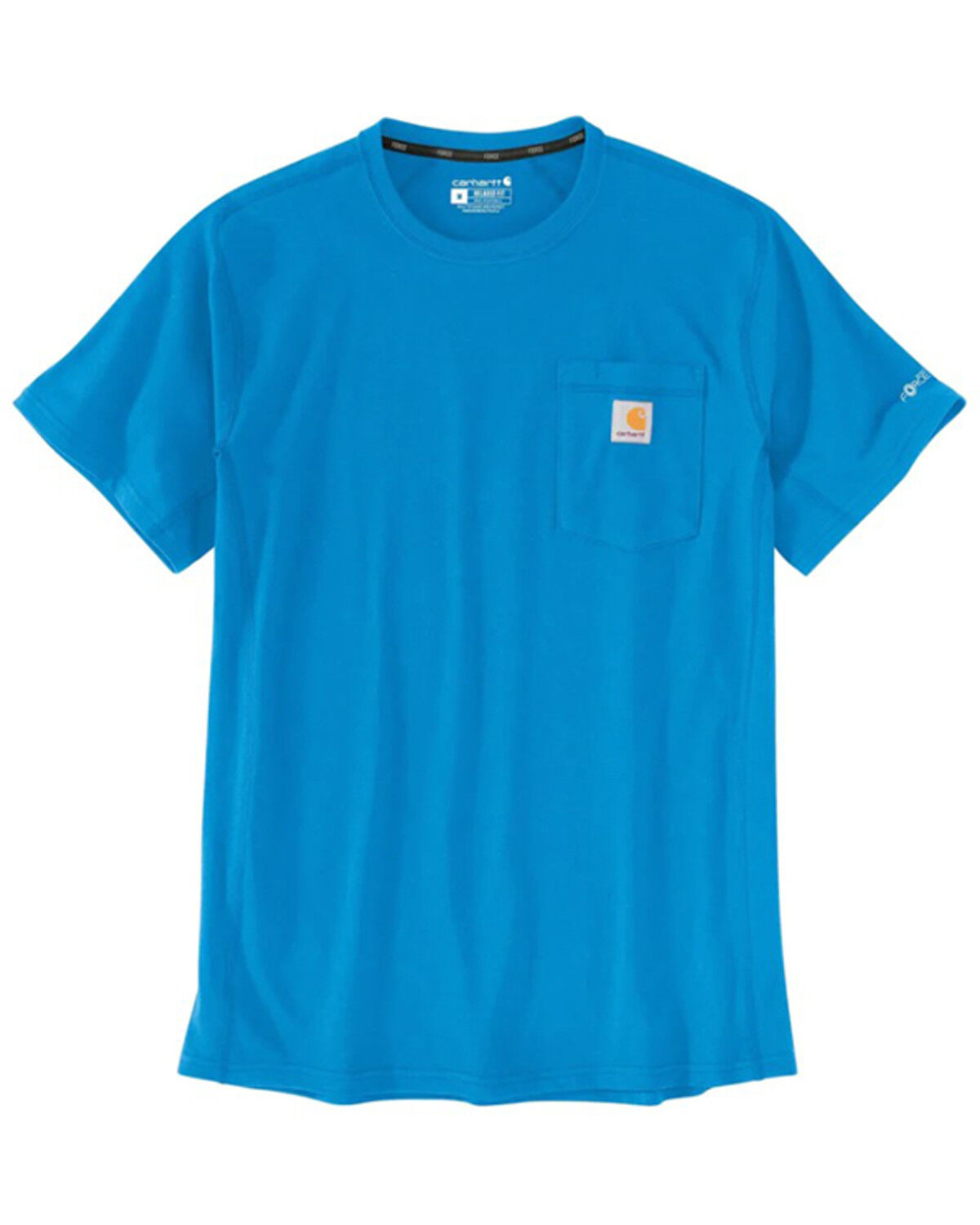 Image #1 - Carhartt Men's Force Relaxed Midweight Logo Pocket Work T-Shirt, Light Blue, hi-res