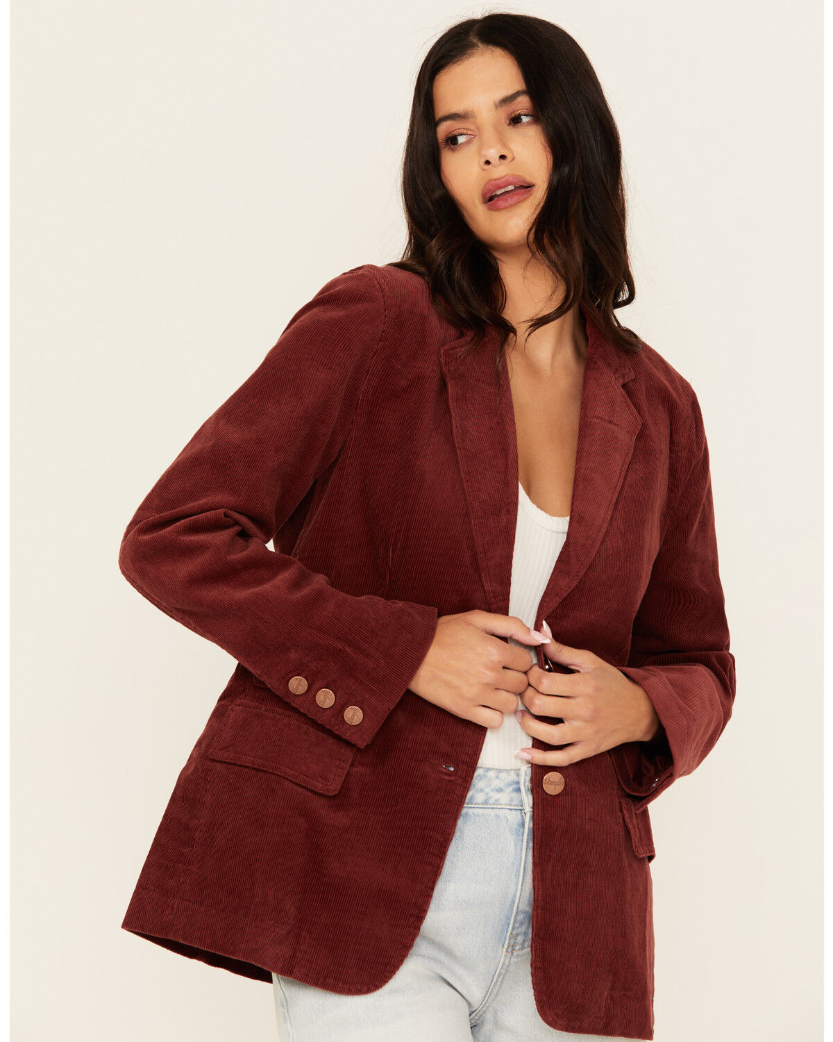 Image #1 - Wrangler Women's Corduroy Blazer, Red, hi-res
