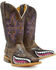 Image #2 - Tin Haul Girls' Tan and Pink Leather Western Boots - Square Toe, Pink, hi-res