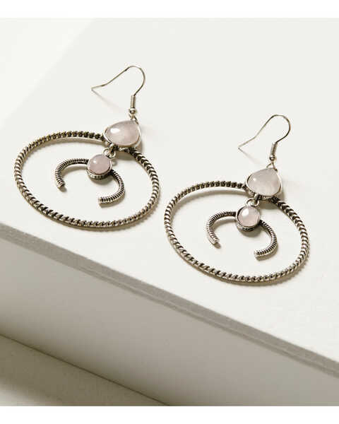 Image #1 - Shyanne Women's Moonbeam Crescent Hoop Earrings, Silver, hi-res
