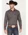 Image #1 - Gibson Men's Foundation Plaid Print Long Sleeve Snap Western Shirt, Grey, hi-res