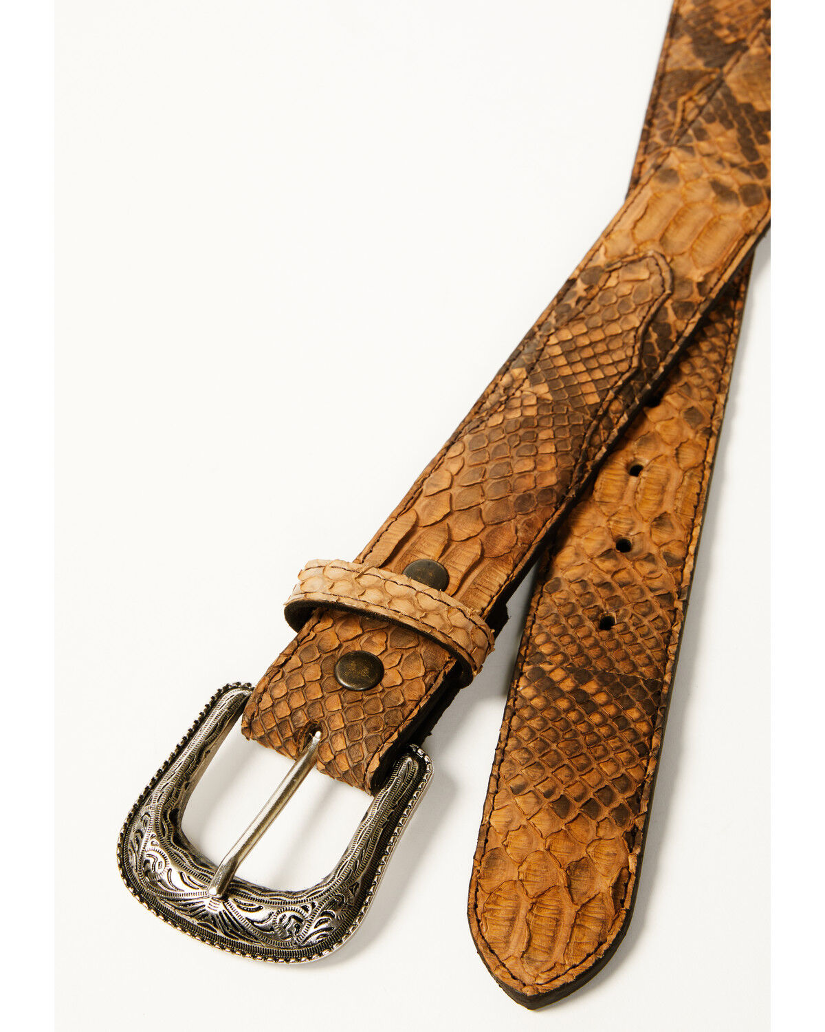 Image #2 - Cody James Men's Exotic Python Belly Belt, Brown, hi-res