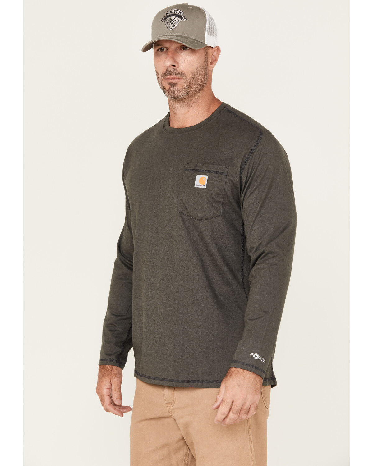 Image #2 - Carhartt Men's Force Relaxed Fit Midweight Long Sleeve Pocket T-Shirt, Black, hi-res