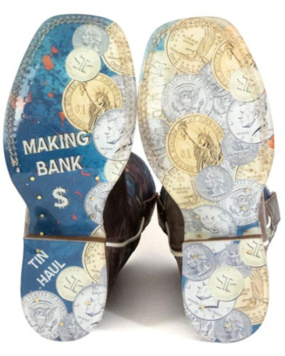 Image #2 - Tin Haul Little Boys' Make It Rain Western Boots - Broad Square Toe, Brown, hi-res
