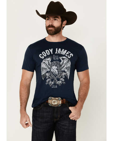 Image #1 - Cody James Men's Freedom Eagle Short Sleeve Graphic T-Shirt , Navy, hi-res