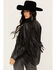 Image #4 - Idyllwind Women's Amburn Leather Fringe Shacket, Black, hi-res