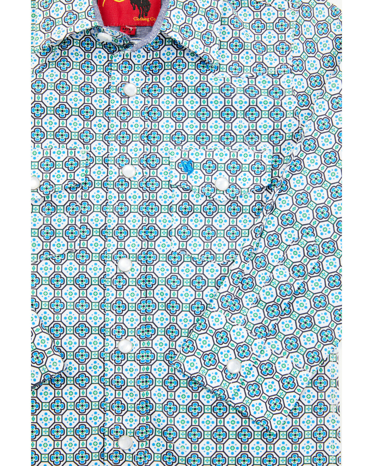 Image #2 - Rodeo Clothing Boys' Geo Print Long Sleeve Pearl Snap Western Shirt, White, hi-res