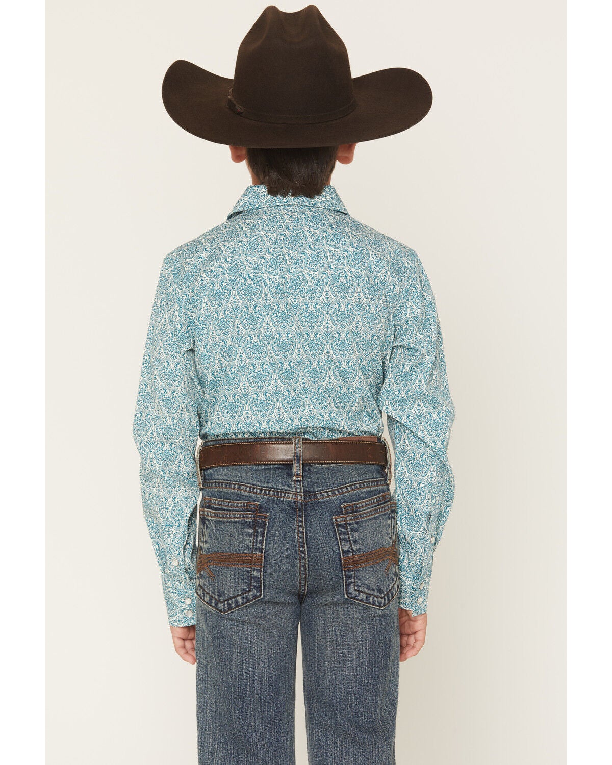 Image #4 - Gibson Trading Co Boys' Lava Lamps Geo Print Long Sleeve Pearl Snap Western Shirt, Teal, hi-res