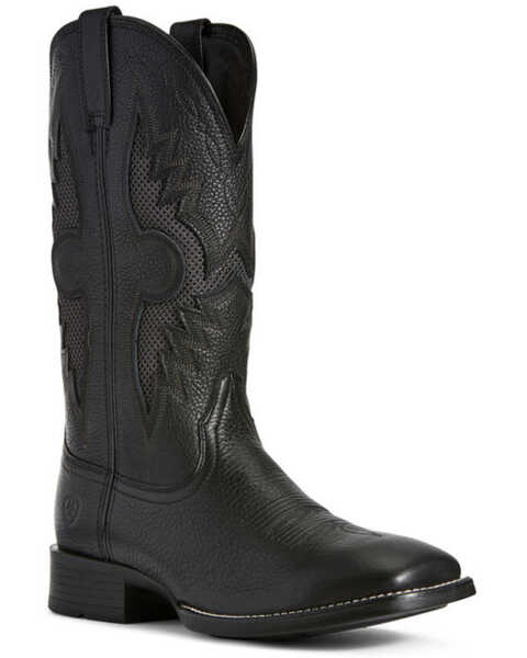 Ariat Men's Solado VentTEK Western Performance Boots - Broad Square Toe, Black, hi-res