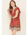 Image #1 - Angie Women's Ruffle Sleeve Tiered Dress, Red, hi-res