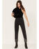 Image #3 - Rock & Roll Denim Women's Dark Wash High Rise Fringe Cropped Straight Jeans, Black, hi-res