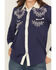Image #3 - Panhandle Women's Retro Floral & Horse Embroidered Long Sleeve Pearl Snap Western Shirt, Navy, hi-res