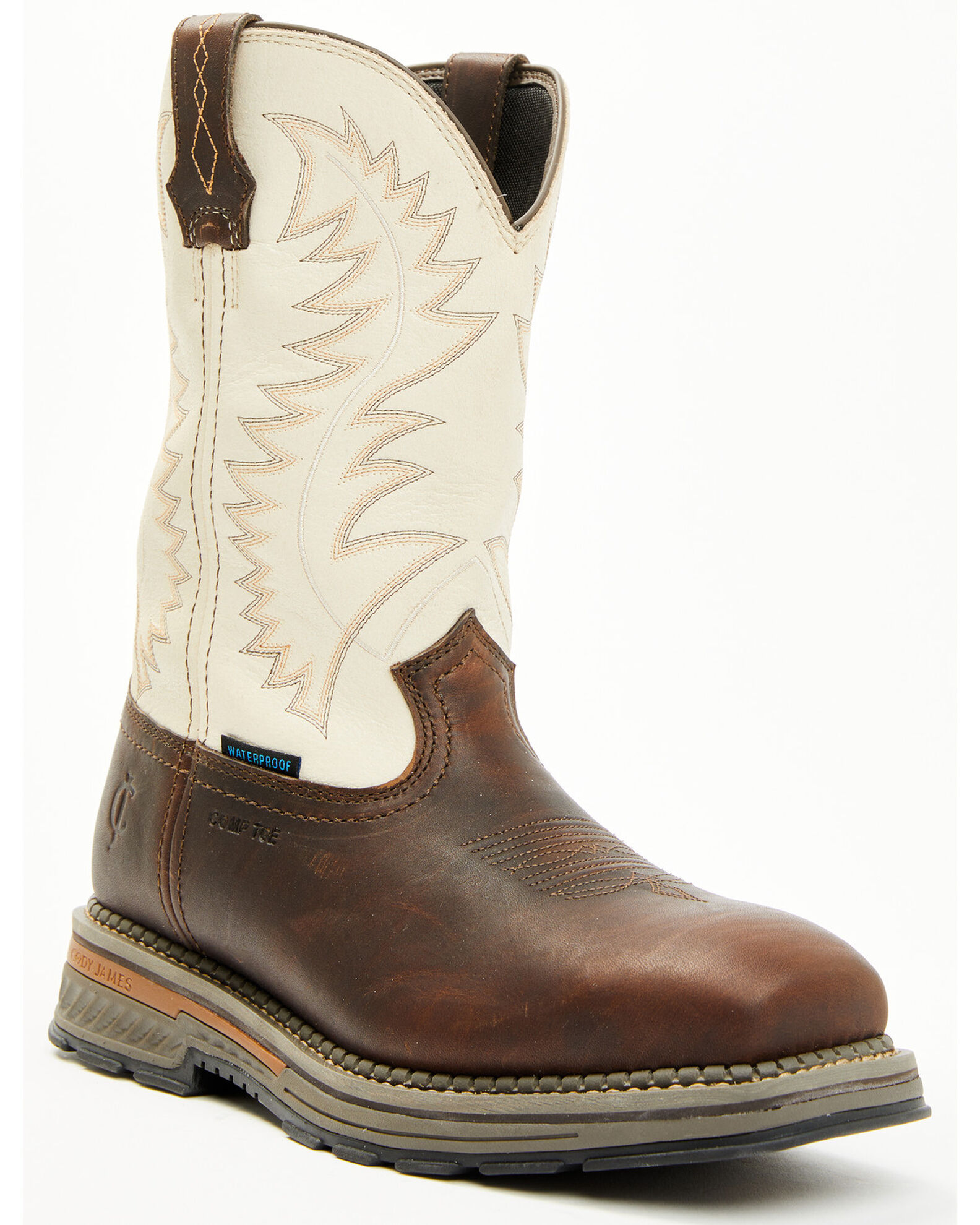 Image #1 - Cody James Men's Tyche Palace Pull-On Waterproof Work Boots - Composite Toe, Ivory, hi-res