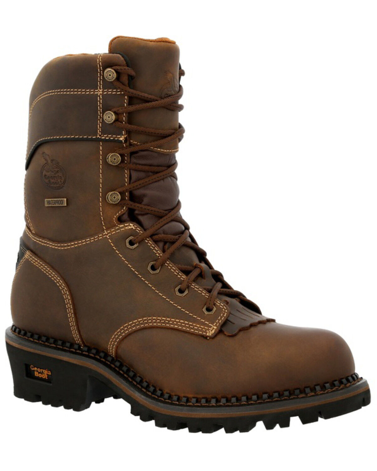 Image #1 - Georgia Boot Men's 9" AMP LT Logger Insulated Waterproof Work Boots - Composite Toe, Brown, hi-res