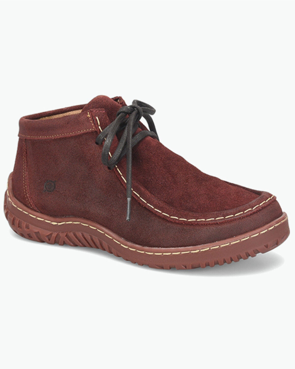 Image #1 - Born Women's Basin Suede Chukka Booties - Moc Toe, Burgundy, hi-res