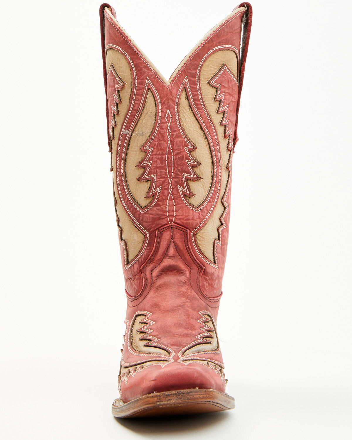 Image #4 - Circle G Women's Inlay Western Boots - Square Toe, Red, hi-res