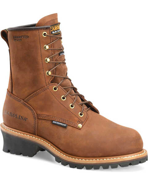 Image #1 - Carolina Men's Waterproof Insulated Logger Boots - Steel Toe, Brown, hi-res