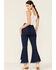 Image #4 - Cello Women's Dark Wash High Rise Raw Edge Crop Flare Jeans, Blue, hi-res