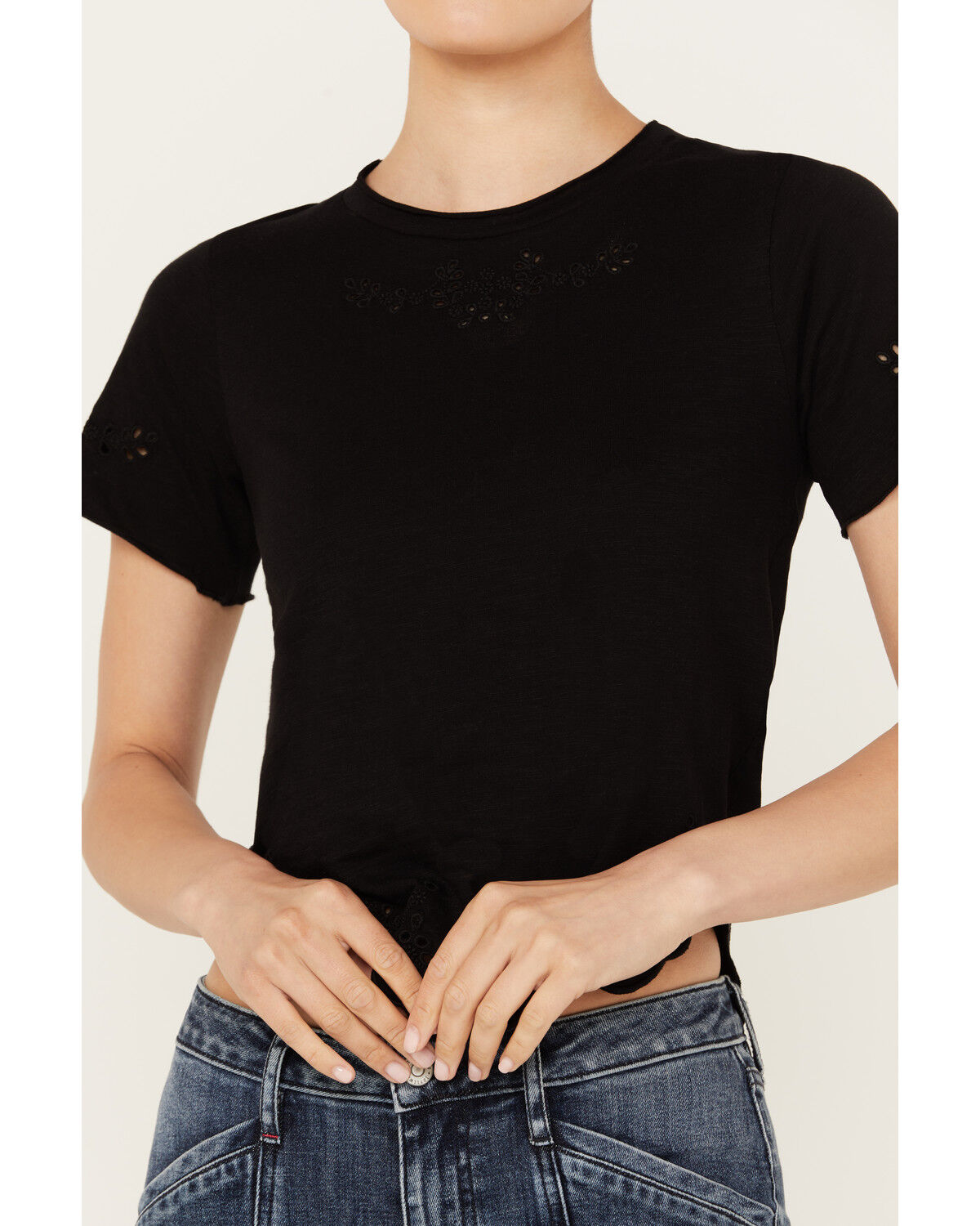 Image #3 - Free People Women's Call Me Baby Short Sleeve Tee, Black, hi-res
