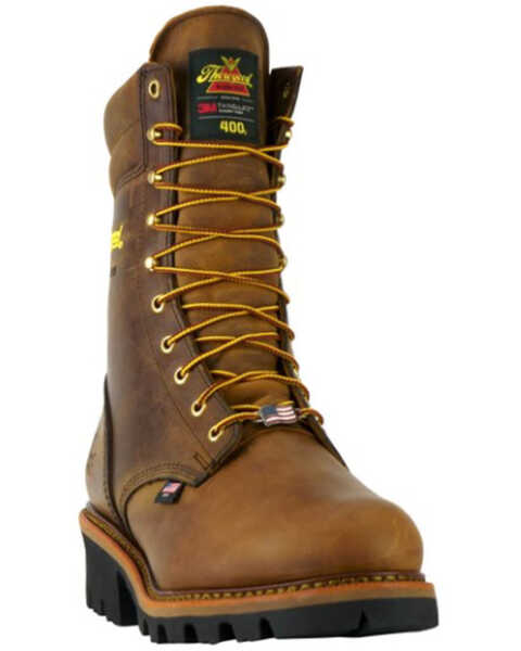Thorogood Men's 9" Waterproof Logger Work Boots - Steel Toe, Brown, hi-res