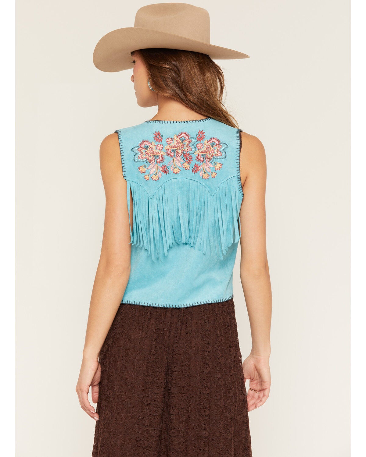Image #4 - Shyanne Women's Faux Suede Fringe Vest, Bright Blue, hi-res