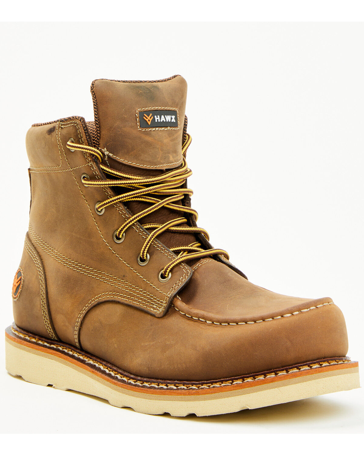 Image #1 - Hawx Men's 6" Moc Work Boots - Steel Toe, Brown, hi-res