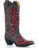 Image #1 - Corral Women's Crystal and Red Sequin Inlay Western Boots - Snip Toe, Black, hi-res