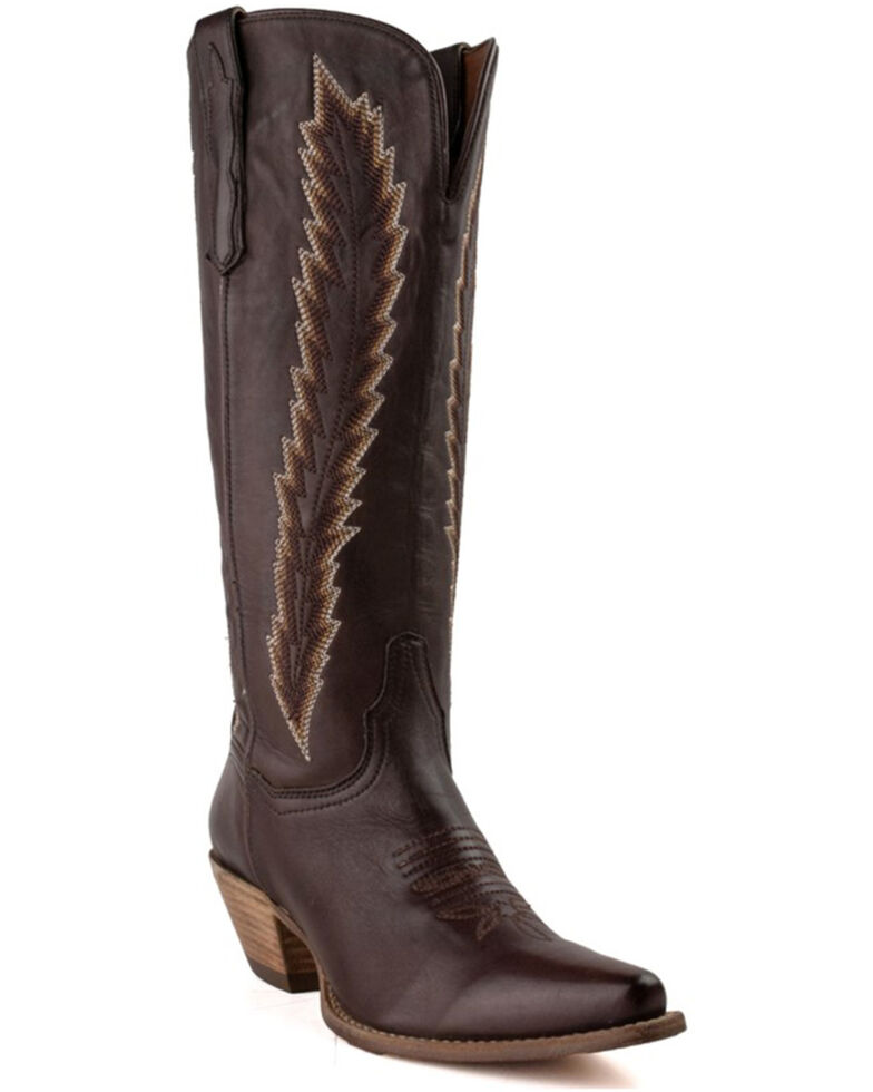 Dan Post Women's Mahan Feather Embroidery Western Boots - Snip Toe, Brown, hi-res