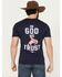 Image #1 - Cowboy Hardware Men's In God We Trust Short Sleeve Graphic T-Shirt, Navy, hi-res