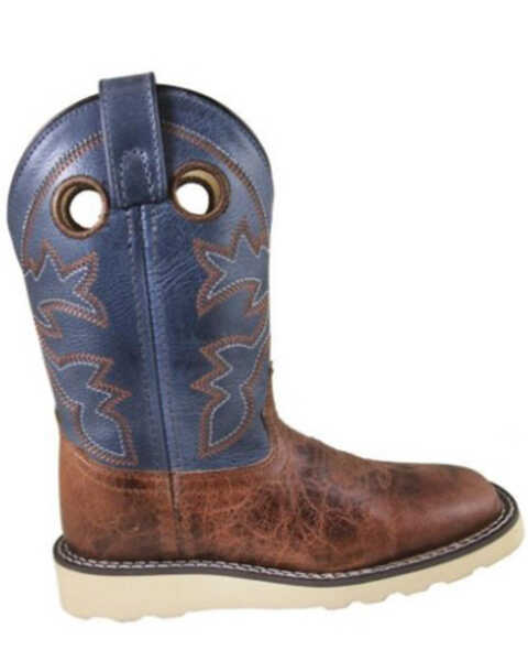 Image #1 - Smoky Mountain Boys' Branson Western Boots - Broad Square Toe, Blue, hi-res