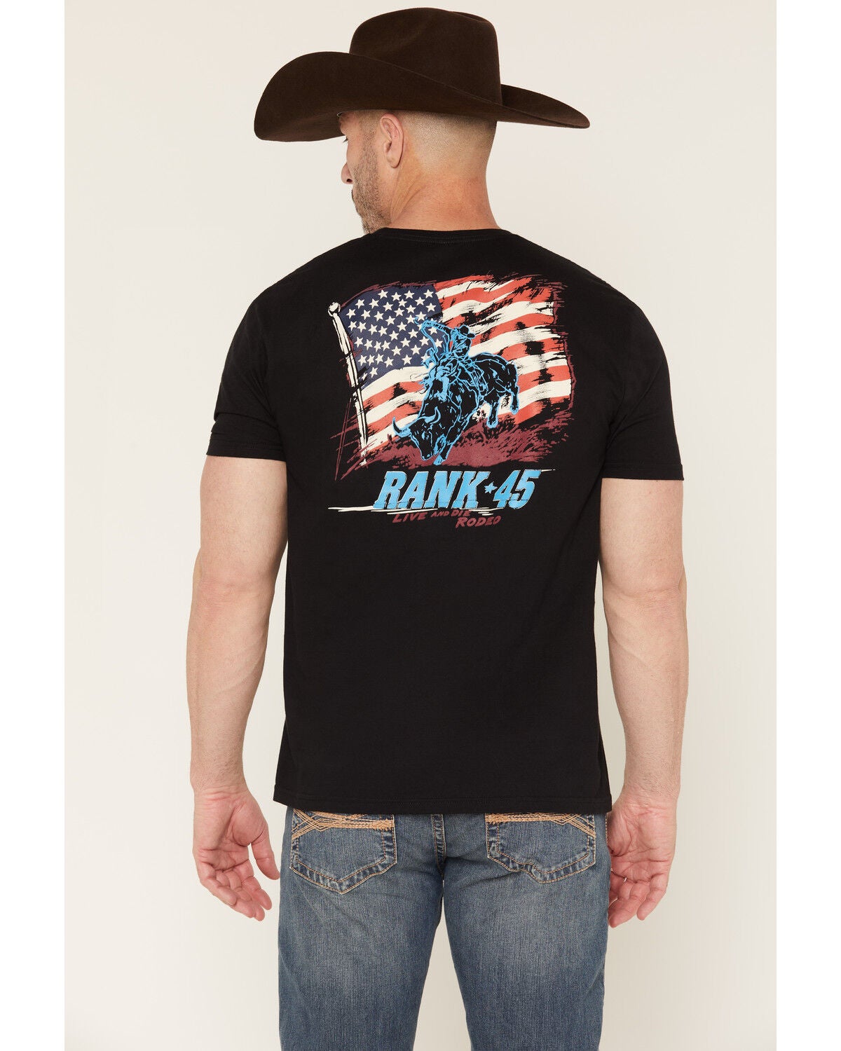Image #1 - RANK 45&reg; Men's Live And Die Rodeo Short Sleeve Graphic T-Shirt, Black, hi-res