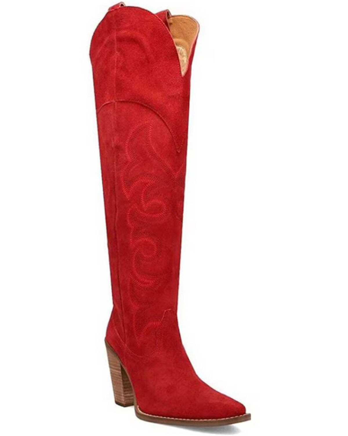 Image #1 - Dingo Women's Primadonna Tall Western Boots - Snip Toe, Red, hi-res