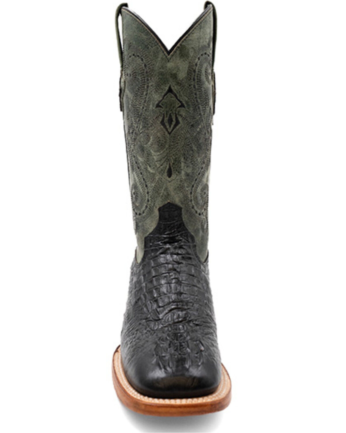 Image #4 - Ferrini Men's Caiman Croc Print Western Boots - Broad Square Toe, Black, hi-res