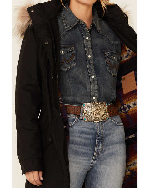 Image #3 - Outback Trading Co. Women's Solid Black Luna Fur Collar Storm-Flap Hooded Jacket , Black, hi-res