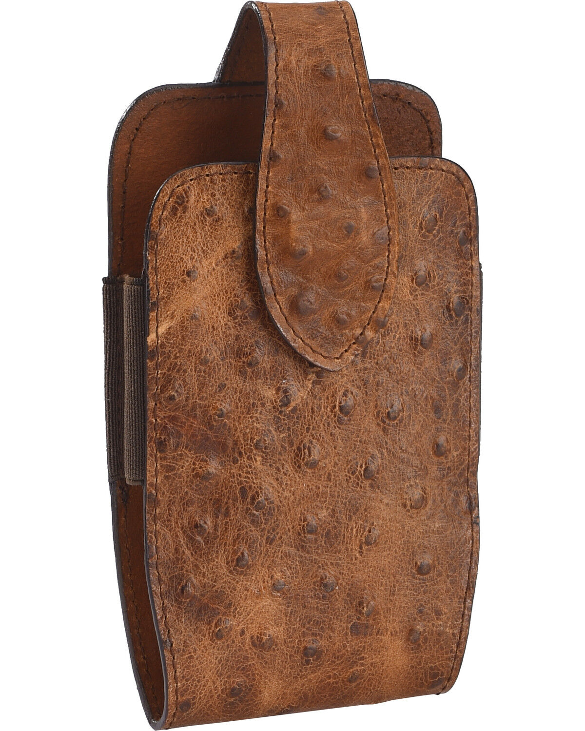 Image #1 - M & F Western Men's Faux Ostrich Cell Phone Clip-On Holder, Brown, hi-res
