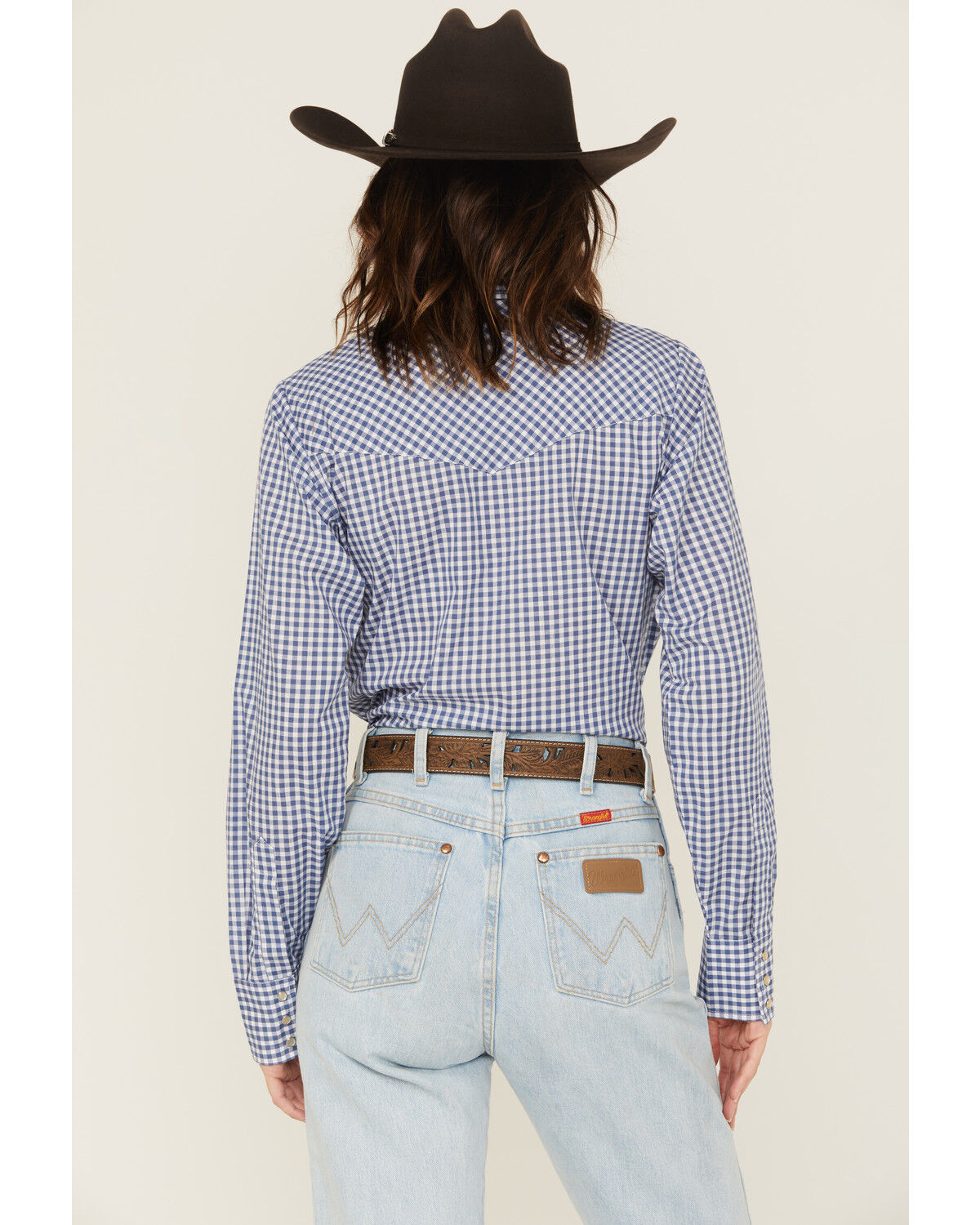 Image #5 - Cowboygirl by Jenna Paulette Women's Gingham Print Long Sleeve Pearl Snap Western Shirt, Blue, hi-res