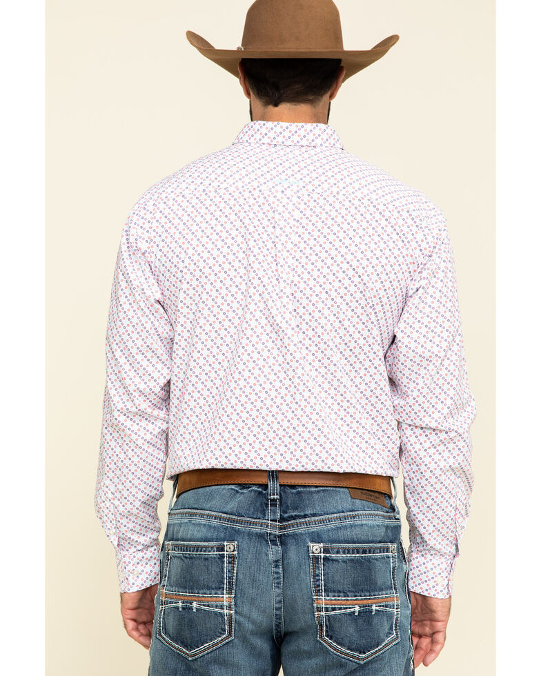 Ariat Men's Inman Small Geo Print Long Sleeve Western Shirt , White, hi-res