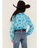 Image #4 - Roper Girls' Rodeo Star Printed Western Snap Shirt, Blue, hi-res