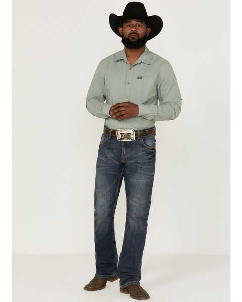 Image #2 - Kimes Ranch Men's Solid Linville Coolmax Button Down Western Shirt, Sage, hi-res