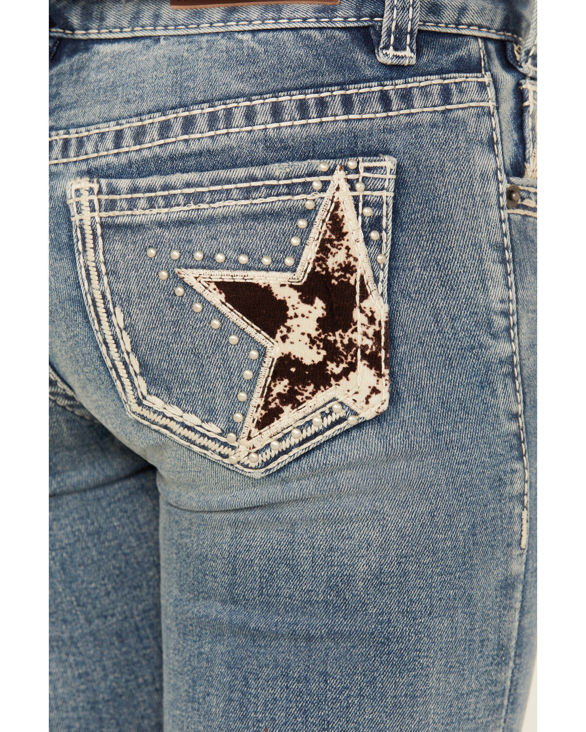 Image #2 - Rock & Roll Denim Girls' Star Pocket Bootcut Stretch Denim Jeans, Blue, hi-res
