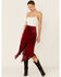 Scully Women's Suede Leather Fringe Skirt, Red, hi-res