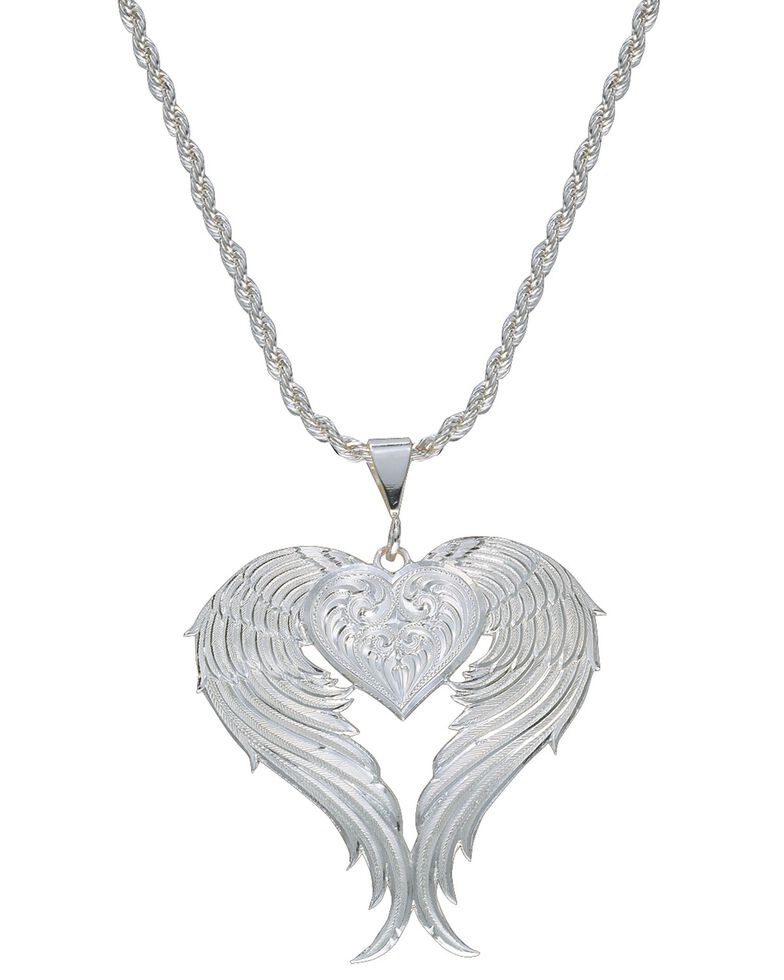 Montana Silversmiths Silver Winged Heart Necklace, Silver, hi-res