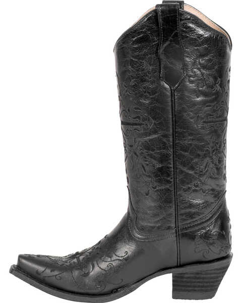 Image #4 - Circle G Women's Cross Embroidered Western Boots - Snip Toe, Black, hi-res