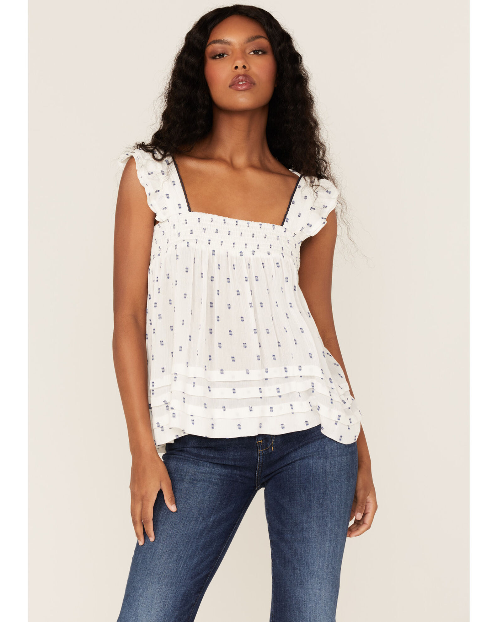 初売り旅行 2 Way トップス - HIAND - Tops Volume Ruffle Dot トップス