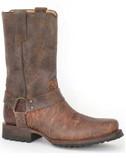 Stetson Men's Stetson Heritage Harness Motorcycle Boots - Square Toe, Brown, hi-res