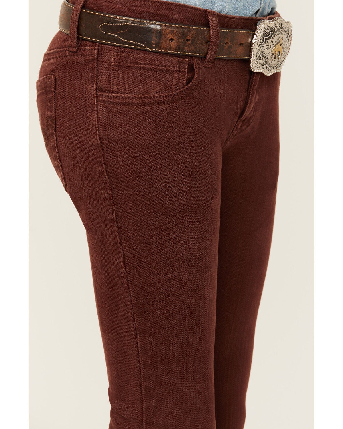 Image #2 - Shyanne Girls' Pull-on Stretch Flare Jeans, Mahogany, hi-res