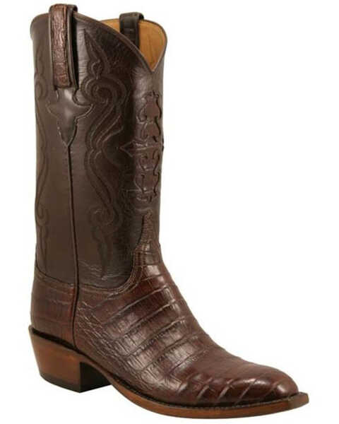 Lucchese Men's Handmade Classics Diego Inlay Ultra Caiman Belly Boots - Square Toe, Sienna, hi-res